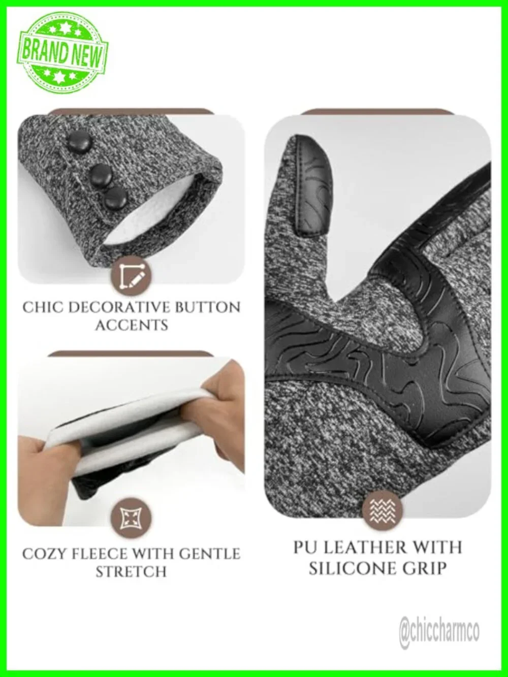 Winter Touchscreen Gloves with Fleece Lining Anti-Slip Palm Stretch Comfort